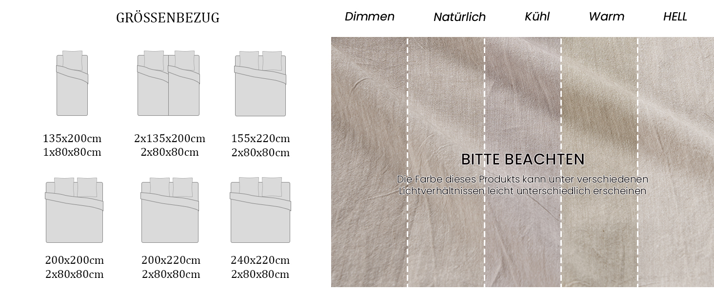 Бетліняна постільна ковдра 200x220 з бавовни бежевого кольору, супер м'яка, 100% бавовна, попередньо випрана, з льоноподібною текстурою, сертифікат ÖKO-TEX, комплект постільної білизни 200x220 + 2 наволочки 80x80 з блискавкою