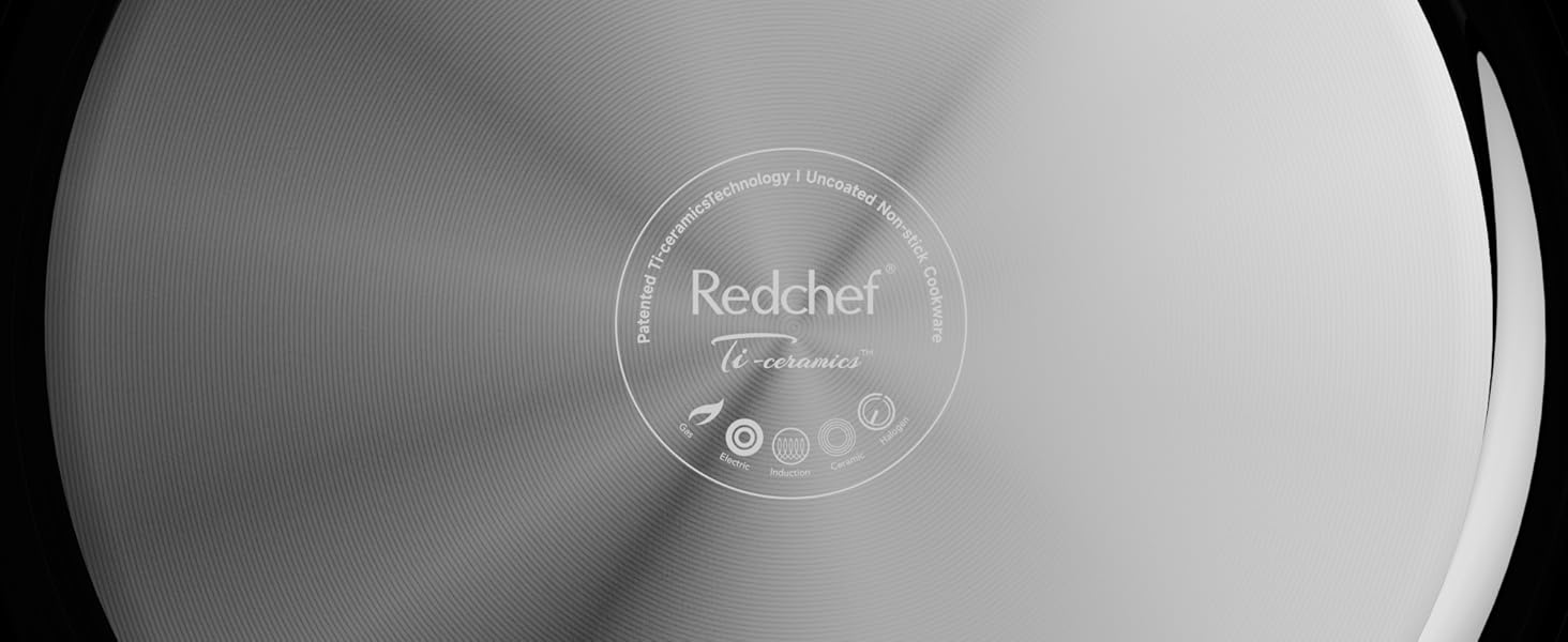 Набір керамічних індукційних сковорідок Redchef тришаровий 20/24/28 см, титан, без PTFE/PFOA, можна використовувати в духовці та посудомийній машині