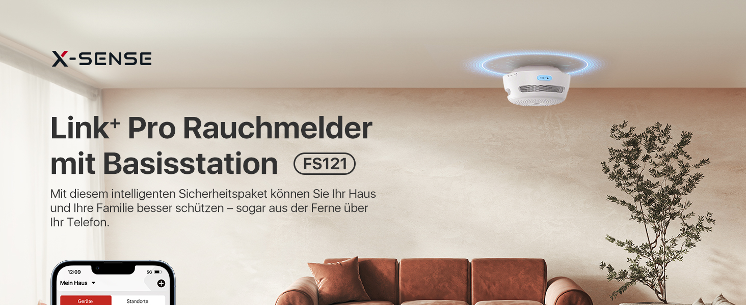 X-Sense Smart Димoвi сповіщувачі XS01-M (6 шт.) з базовою станцією SBS50, сертифiкат EN 14604, бездротові, з Wi-Fi, сумісні з X-Sense Home Security App, бiлий