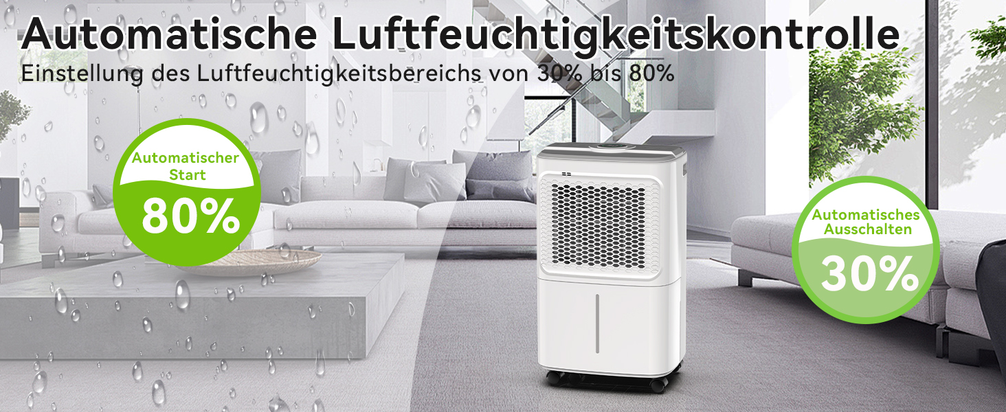 Електричний осушувач повітря Crecolife 12L/24h, 190W, для приміщень 20м², з цифровим дисплеєм та сенсорною панеллю управління, 3 режими осушення, 2 варіанти зливу, таймер 24h