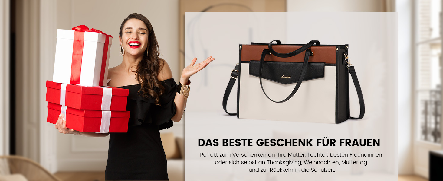 Сумка для ноутбука LOVEVOOK 15.6 дюймів, водонепроникна, для жінок, сумка-шоппер, шкіряна, для роботи, навчання, чорна, бежева, коричнева