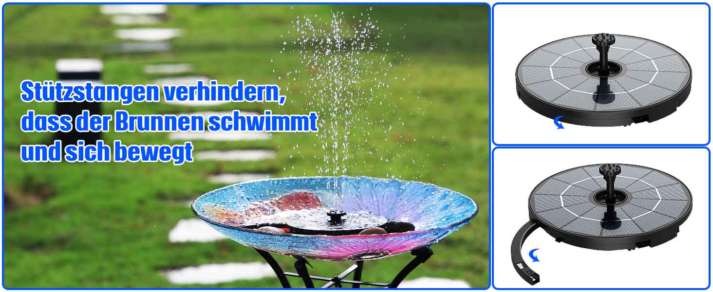 Сонячний відкритий фонтан AISITIN зі знімною сонячною панеллю 2,8 Вт, відкритий сонячний фонтан 2 в 1 своїми руками з фіксованим кронштейном, насос для ставка з 6 ефектами для саду, ставка, ванни для птахів, води своїми руками