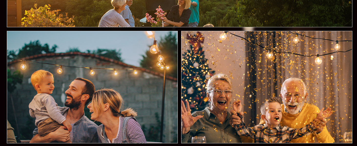 LED гірлянда Bomcosy 60м, G40 для вулиці, 100+4 лампочки, IP44, тепле світло для саду, тераси, вечірки