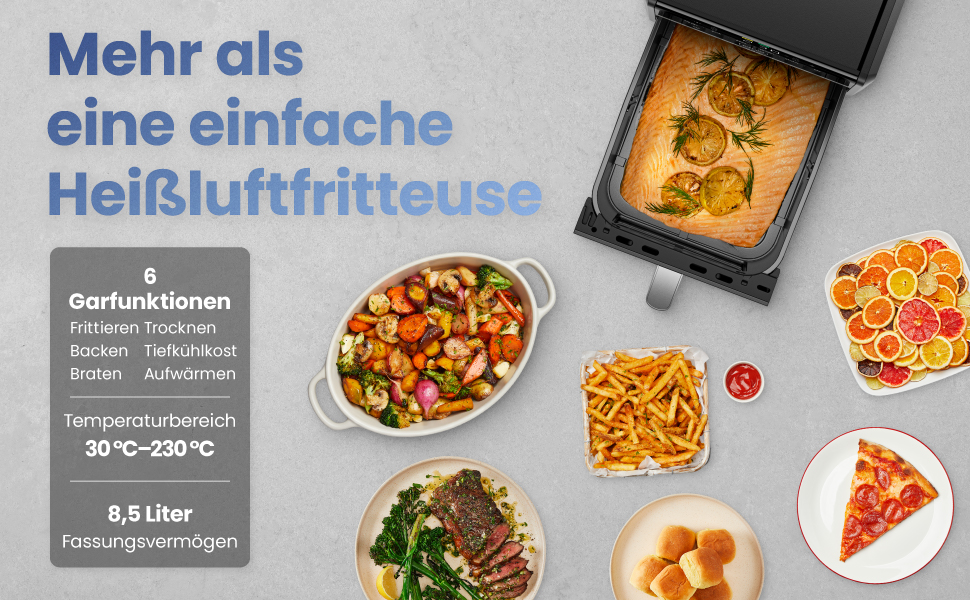 Фритюрниця Chefman TurboFry 8.5 л, 6-в-1, чорна: смаження, випікання, гриль, розігрів, гідратація, розморожування