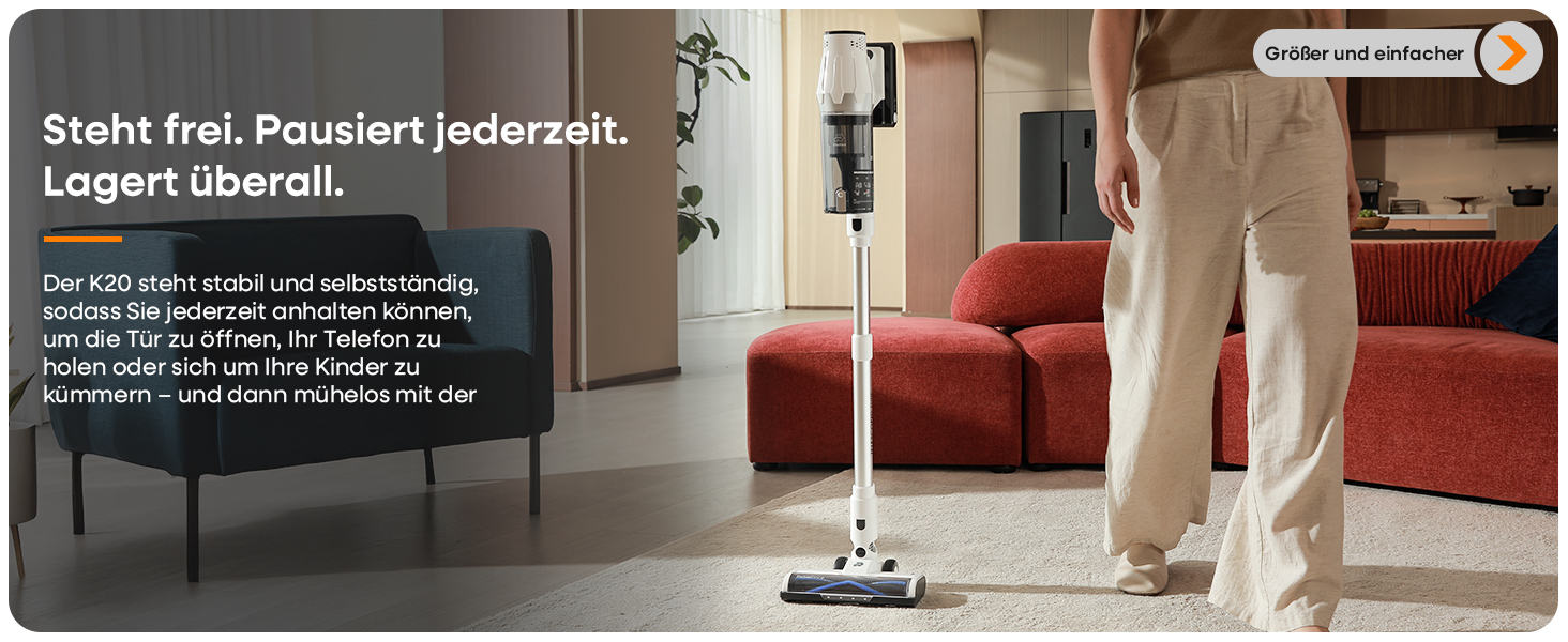 Акумуляторний пилосос ElecKeys 48000 Па, 580 Вт, 65 хв з LED дисплеєм, для підлоги, килимів та шерсті тварин, білий