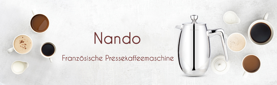 French Press Easyworkz Nando: термо-кавоварка з нержавіючої сталі, 1000 мл, подвійні стінки