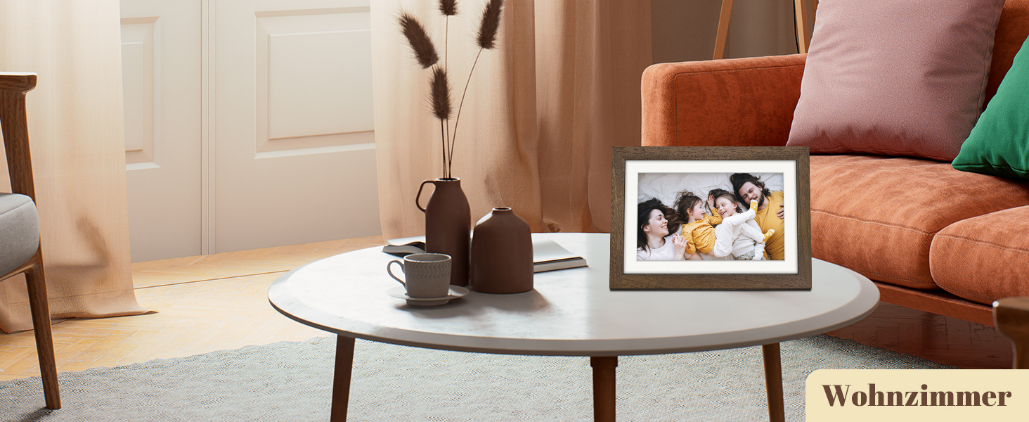 Цифровий фоторамка Eptusmey 10.1 дюймів з Wi-Fi, дерев'яний корпус з дуба, 32GB, HD IPS сенсорний екран 1280x800, відтворення фото/відео через Uhale APP, подарунок для чоловіків та жінок, колір A-Білий