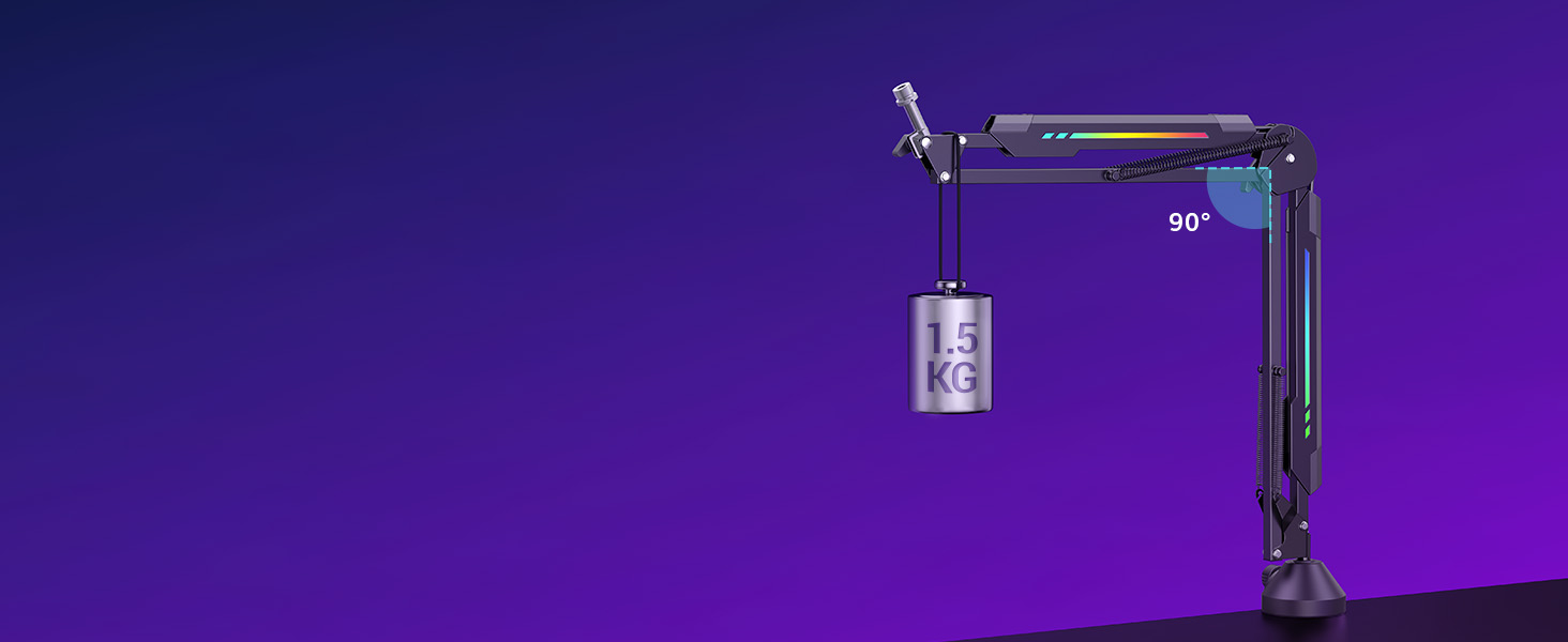 Мікрофон геймерський TONOR T90 з RGB підсвіткою та тримачем - професійний мікрофон для стрімінгу та ігор