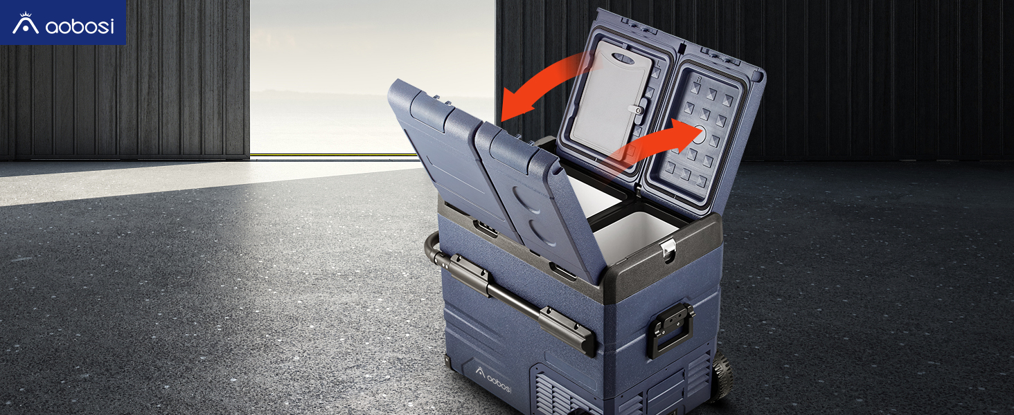 Автомобільний компресорний холодильник AAOBOSI 45л з Wi-Fi, USB зарядкою, LED підсвіткою, 12/24V/220V - для авто, кемпінгу, подорожей (синій)