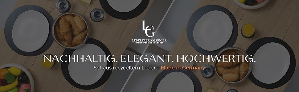 Набори серветок Garnier® з еко-шкіри, 4 шт. – миючі, стійкі, з антиковзаючою поверхнею – з екологічної переробленої шкіри, Made in Germany (круглі, чорні)