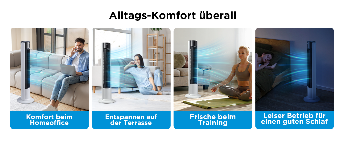 Вентилятор підлоговий Midea FZ10-19BRA з мідним мотором, пульт, таймер 7 год, 3 режими, білий 110 см
