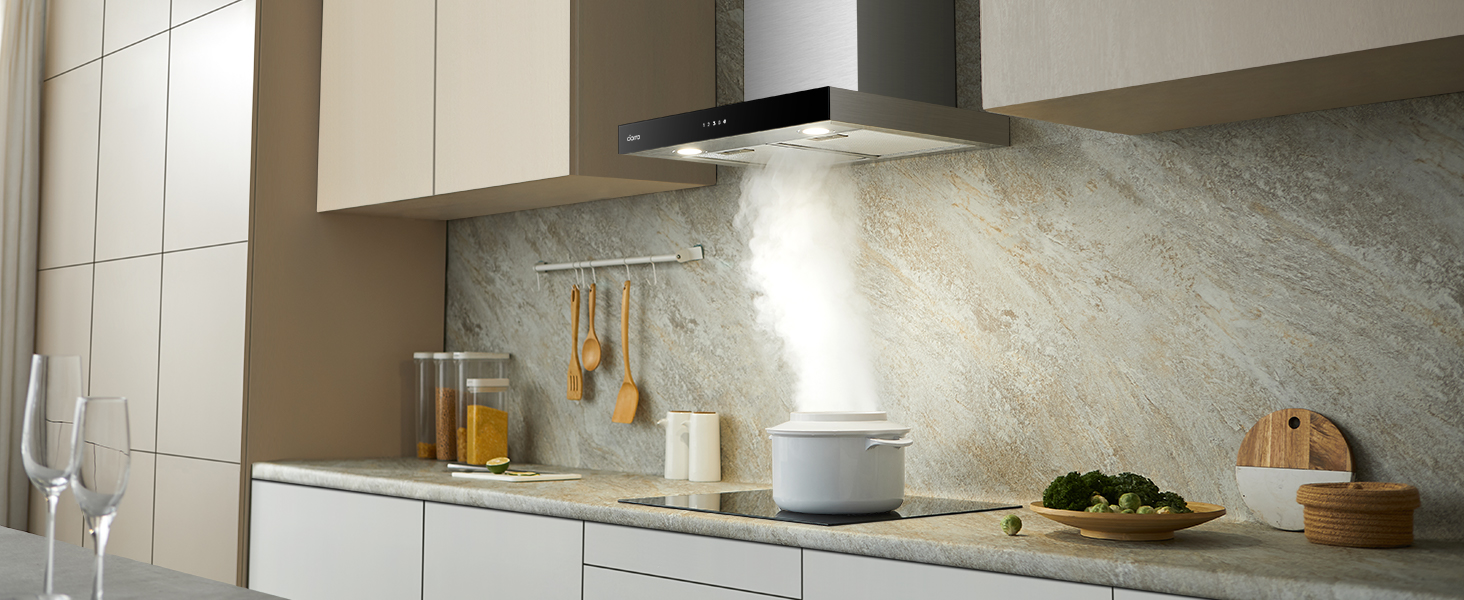 Витяжка кухонна CIARRA CBCS6102 A+++ 60 см, нержавіюча сталь, 650 м³/год, з вугільним фільтром CBCF003, сенсорне керування, режим рециркуляції та відведення