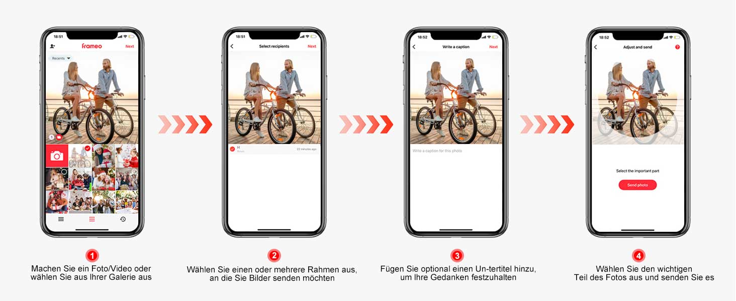 Frameo Цифровий фоторамка 10.1 дюйма з Wi-Fi, HD сенсорний екран, 16GB пам'яті, автоматичне обертання, підтримка фото та відео, настінний монтаж