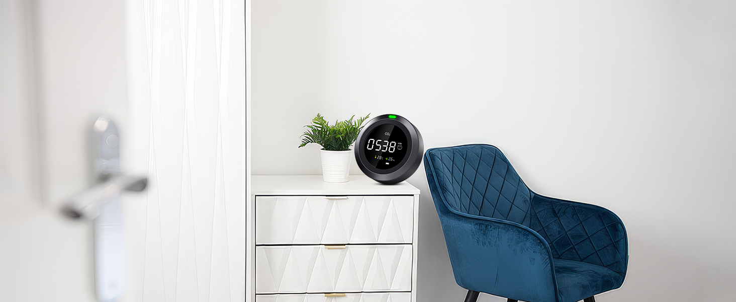 Вимірювач якості повітря Therm La Mode CF-30 з Smart-додаток: виявлення забруднювачів, пилу PM2.5/PM1.0, формальдегіду, CO2, температури, пилку. Великий LCD-дисплей