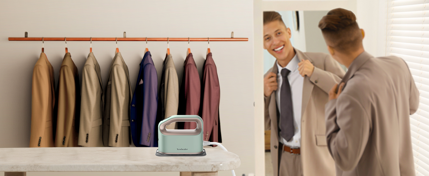 Праска з парою Newbealer 1200W: компактна, для подорожей, 3 режими, швидкий нагрів 45с, зелена