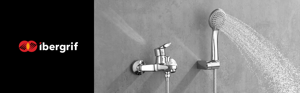 Набір змішувача для ванни Ibergrif Star з душовою лійкою, тримачем для душу та шлангом, хром