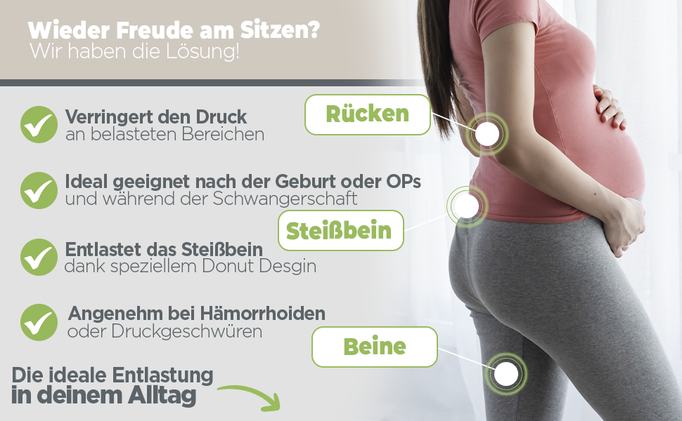 Ергономічна ортопедична подушка-кільце Theraline для розвантаження куприка та гемороїду, післяопераційна та післяпологова подушка-пончик (Антрацит Меланж), 35x48 см