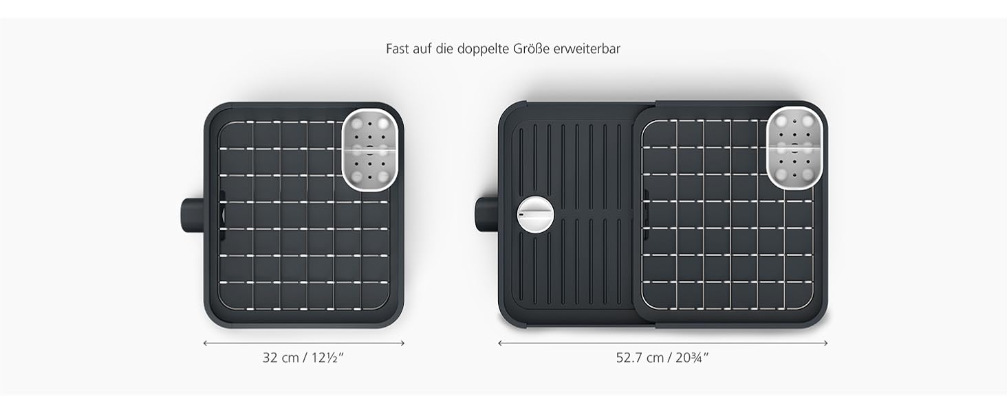 Висувна сушилка для посуду Joseph Joseph Extend з підставкою для столових приборів та виливним краном, сіра, 4 секції