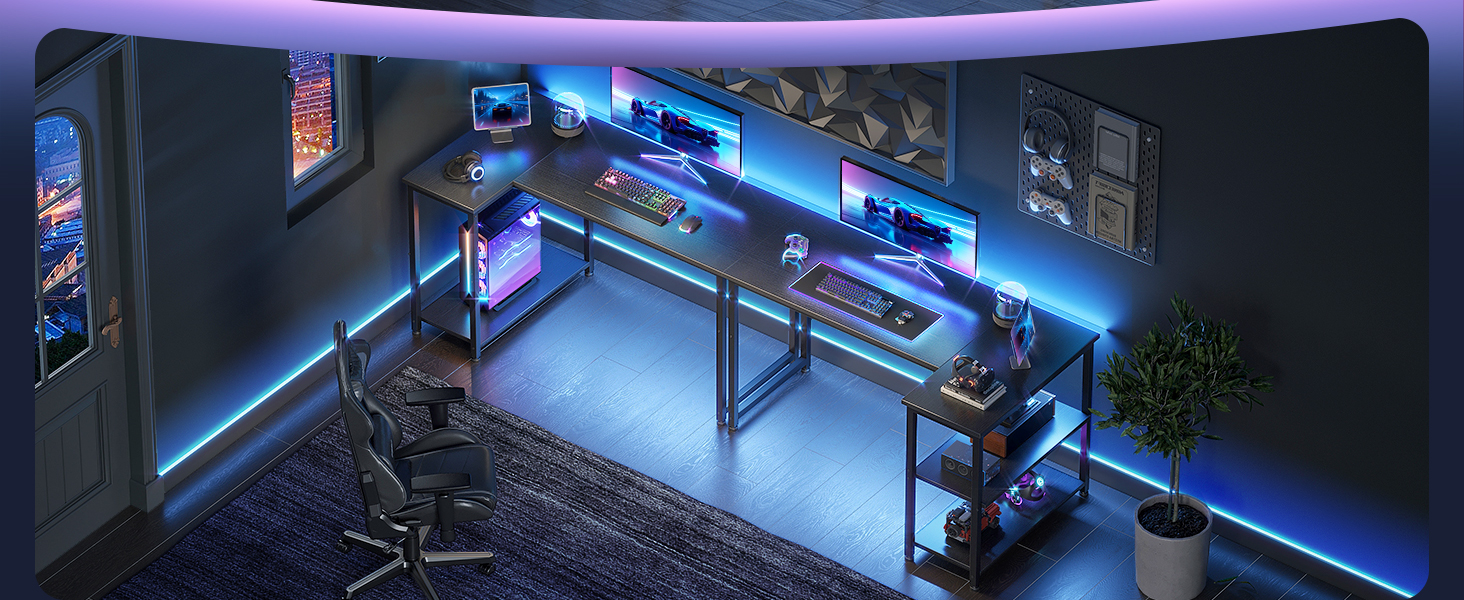 Ігровий стіл Coleshome 120x70 см, кутовий, з відкидною полицею, чорний