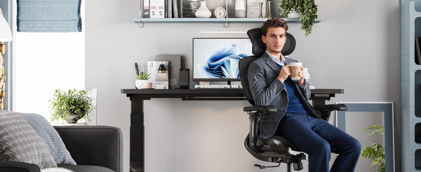 Крісло офісне ергономічне FLEXISPOT з підтримкою попереку, регульованою глибиною сидіння, 3D підлокітниками та нахилом спинки (чорне)