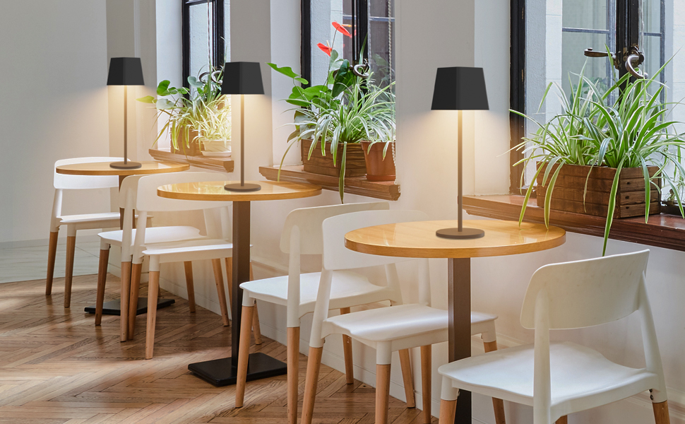 LED акумуляторна настільна лампа K-Bright з регулюванням яскравості, тепле світло, для дому та вулиці, USB-C, 3000K, чорний