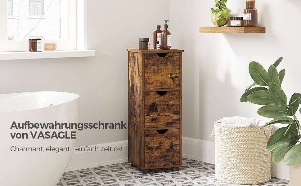 Шафка для ванної кімнати VASAGLE з 4 висувними ящиками, 30 x 30 x 82 см, для ванної, вітальні, кухні, білий колір, сучасний дизайн