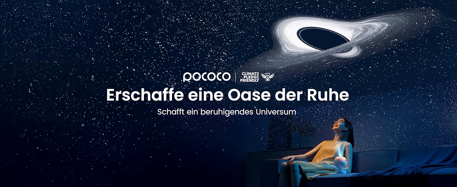 Проєктор зоряного неба POCOCO Sternenhimmel: LED-проектор галактики, планетарій для дітей та дорослих, нічник з ауророю, 2 диски, таймер, рожево-блакитний