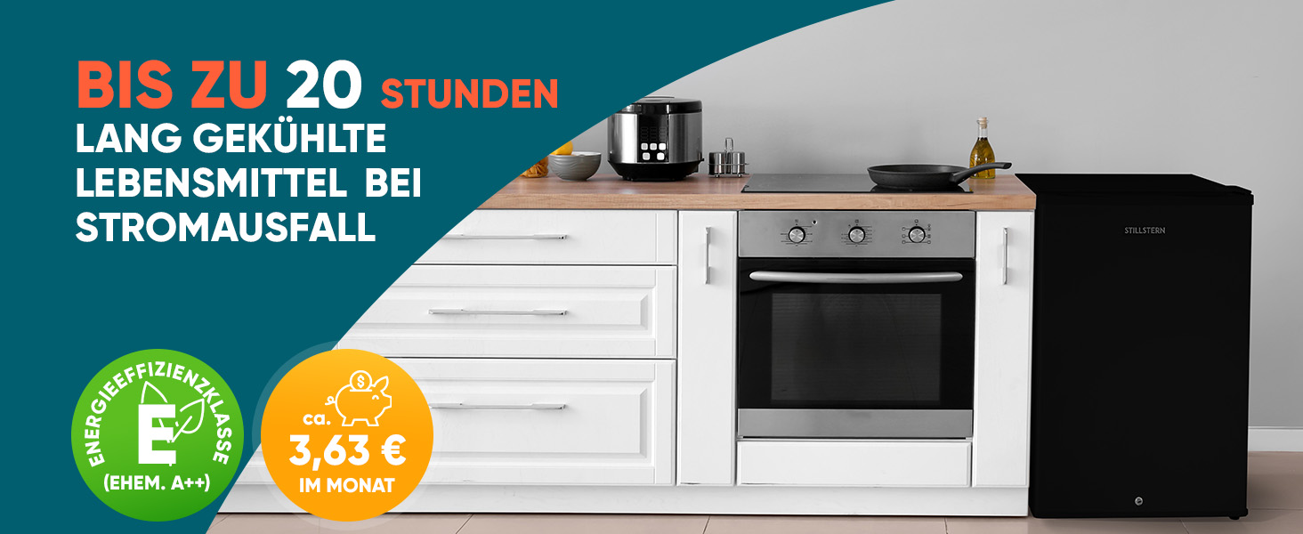 Stillstern Міні морозильник 42L -18°C з формою для льоду, замком, змінним напрямком відкривання дверцят, 4-зірковий глибокий заморожувач для кемпінгу/офісу. Срібний колір.