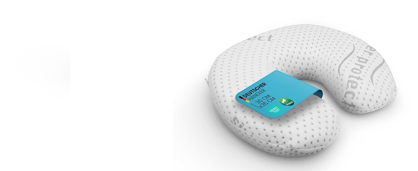 Подушка для шиї Bestlivings з піни Memory Foam (30x35x9 см) з антимікробним чохлом Silver Protect, Öko-Tex
