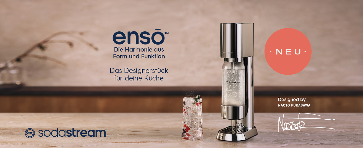 Сифон для газування води SodaStream ENSO, пляшка 1 л, нержавіюча сталь, сріблястий (без циліндра)