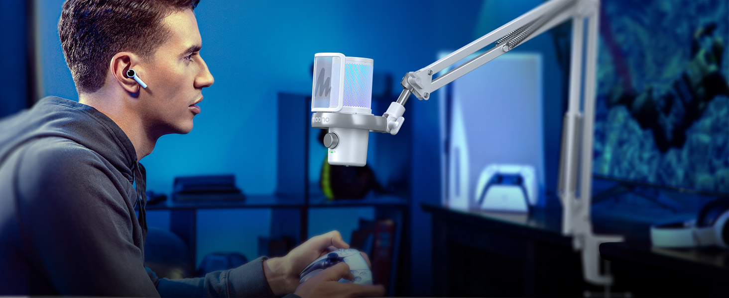 Мікрофон Maono BA20 з кріпленням-стійкою для подкастів, геймінгу та стрімінгу (білий)