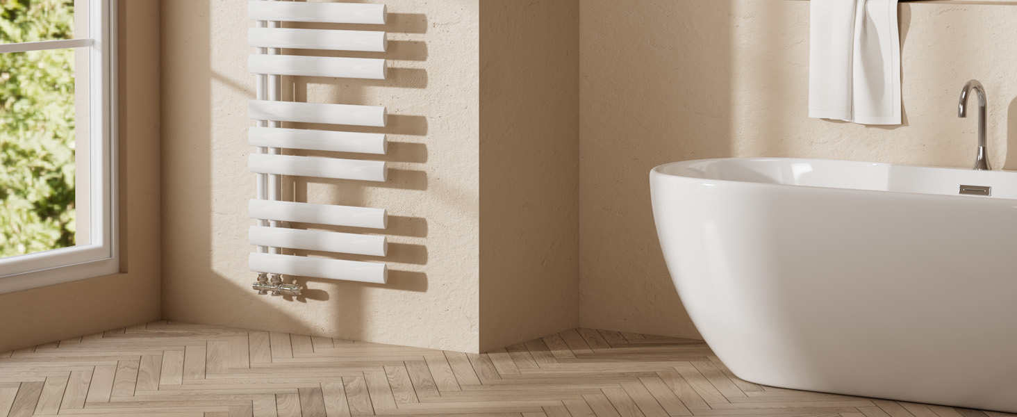 Електричний рушникосушар EMKE Oval, 1120x400 мм, білий, 408 Вт