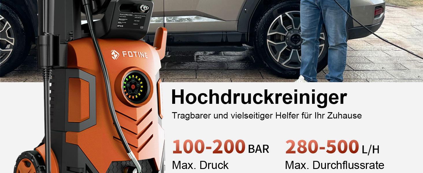 Високотискний мийник 2026 Neu 180 бар, 6-в-1 насадка, 420 л/год, 50 м²/год, економія води, піночистка 500 мл, барабан для шлангу 33л