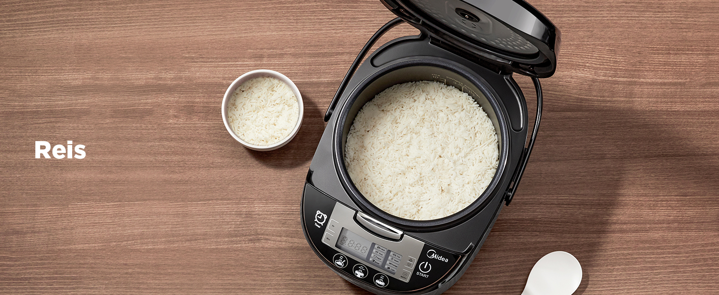 Мультиварка Midea Reiskocher 5 л: 11 програм, рисоварка, супниця, тушкувальник, пароварка, таймер, 24 год підігріву, чорний/сріблястий