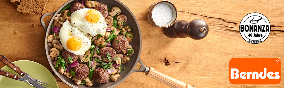 Сковорода Berndes BONANZA 28 см, алюмінієвий литий корпус, антипригарне покриття, квадратна, сіра