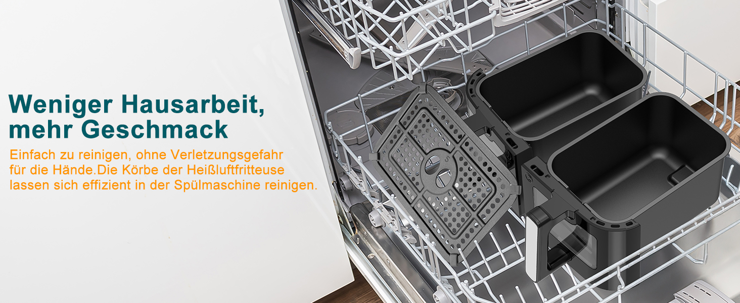 Подвійна фритюрниця без олії з 2 камерами, 10л, 8-в-1, сенсорний екран, таймер, XXL