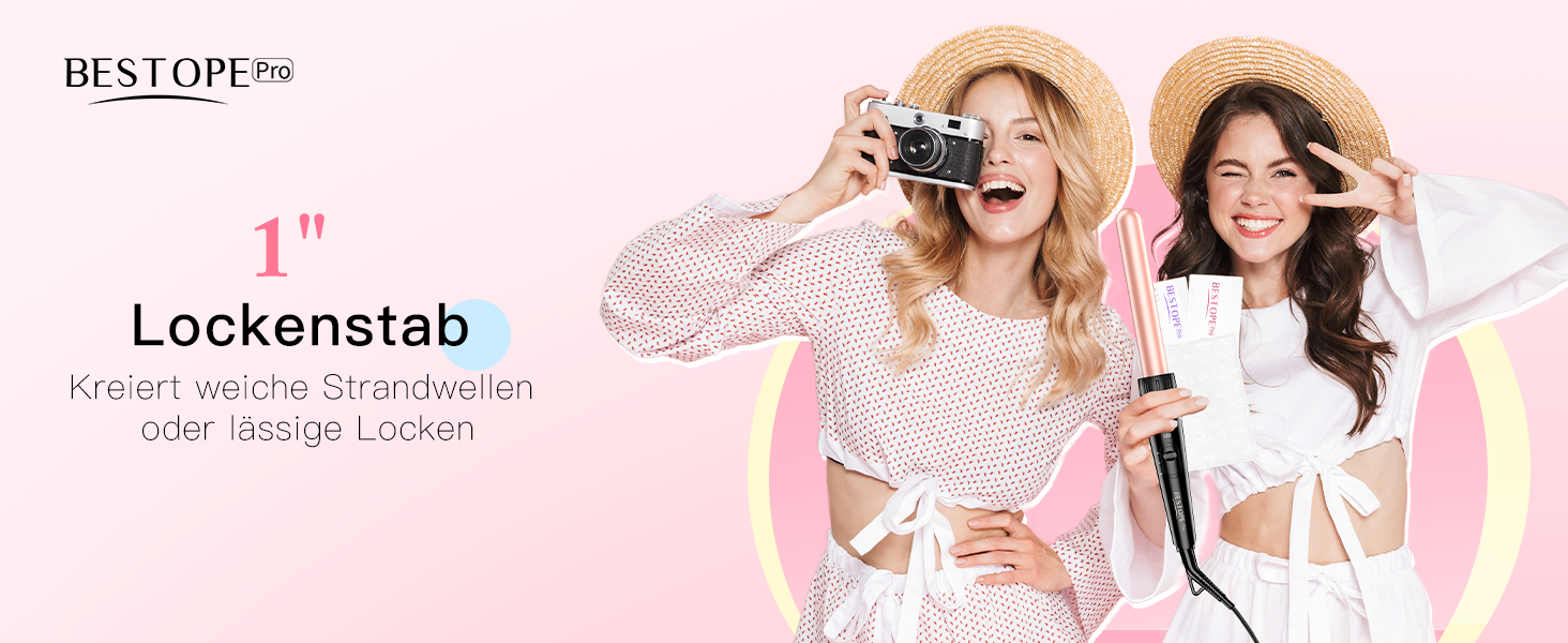 BESTOPE PRO Lockenstab 6-в-1: великі та малі локони, різні насадки, регулювання температури, рожеве золото