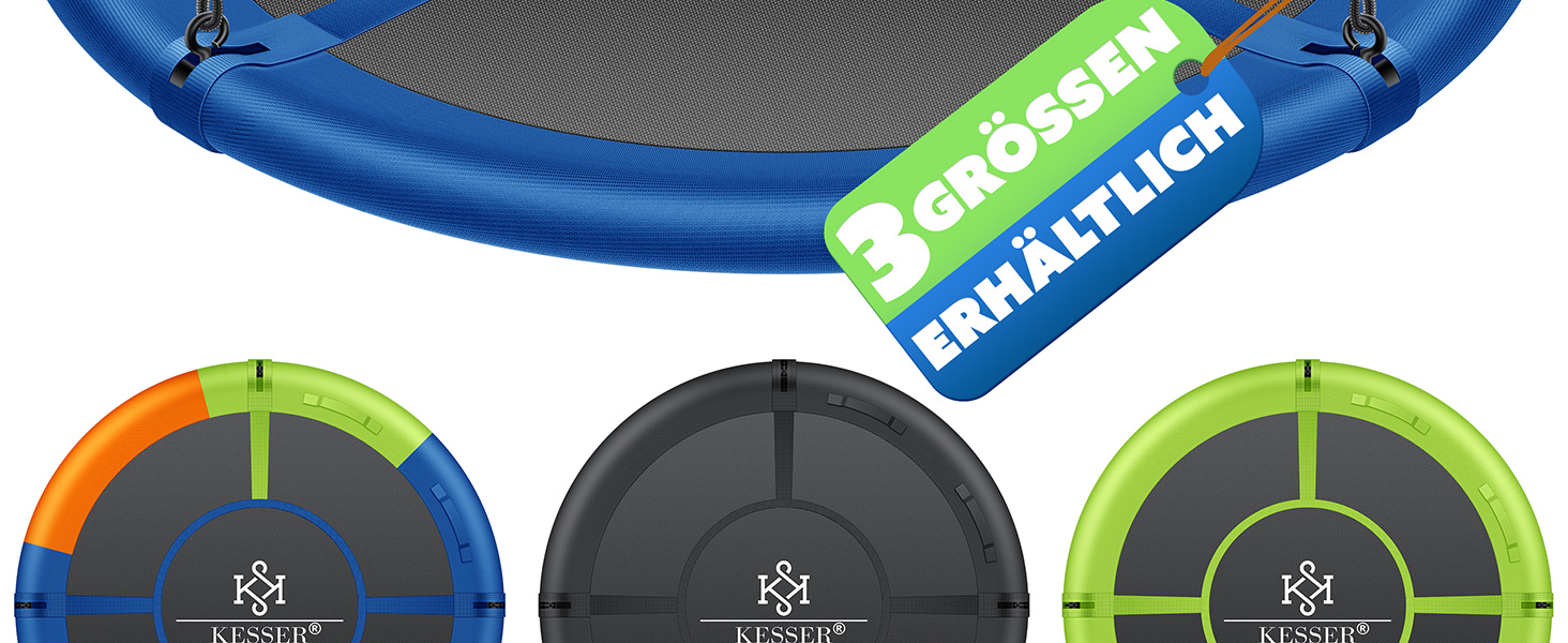 Шоукель KESSER® Tellershaukel Ø 120cm, до 300кг, з подушкою та 4 ручками, регульована, для дітей та дорослих, Indoor & Outdoor, кольорова