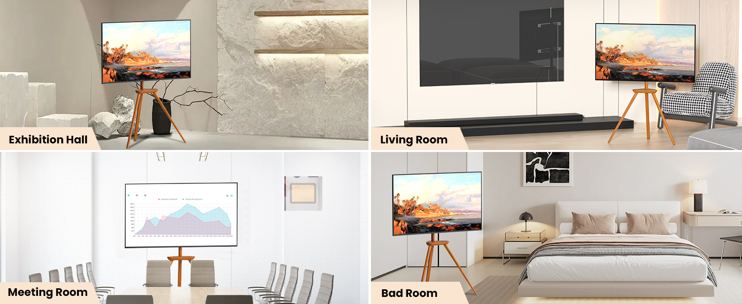 Підставка для телевізора PUTORSEN з дерева, регульована по висоті, для телевізорів 45-65 дюймів, до 40 кг, поворотна на 45 градусів, VESA 400x400 мм