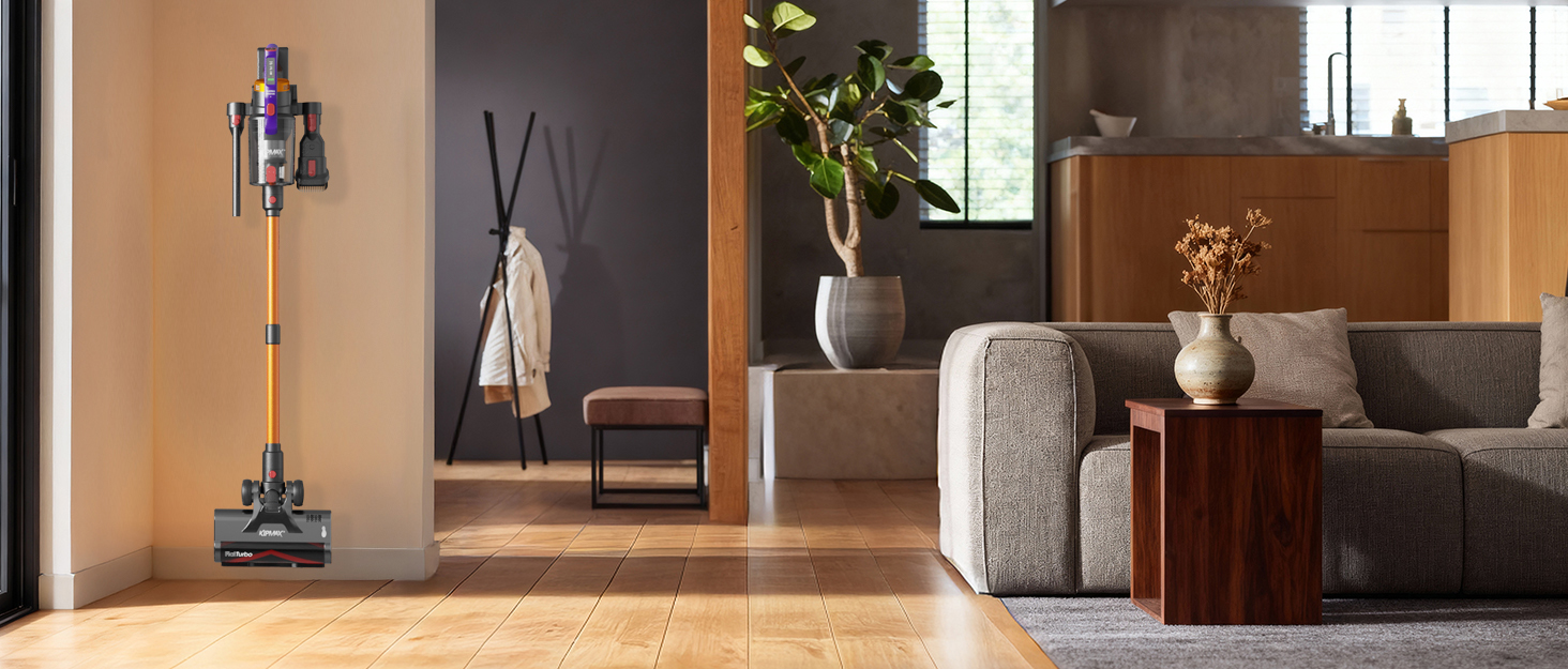 Акумуляторний пилосос KIPMAX 50000Pa, 550W, 70хв, 1.5л, з дисплеєм, анти-заплутальна щітка, 7-шаровий фільтр, 2 аромапластини, для килимів, шерсті тварин, твердих підлог, фіолетово-золотий