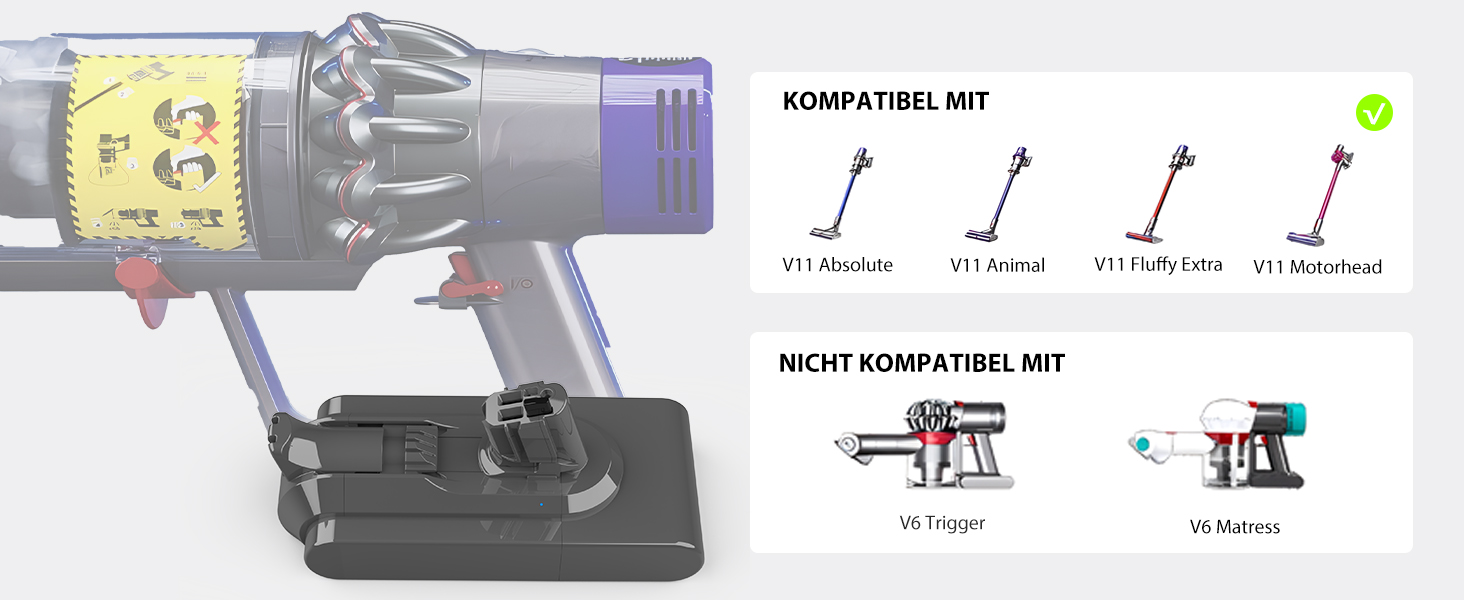 Заміна батареї XNJTG V11 25,2 В 3800 мАг для Dyson V11 Absolute/Extra/Animal (не для гвинтового акумулятора)