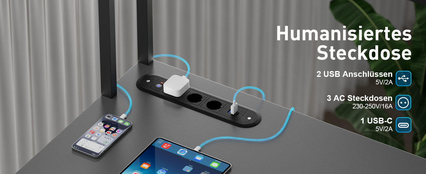 Ігровий стіл кутовий HLONONE 170x100 см з LED, розетками та USB, шухлядами, підставкою під монітор, сірий. Комп'ютерний стіл для геймінгу та офісу
