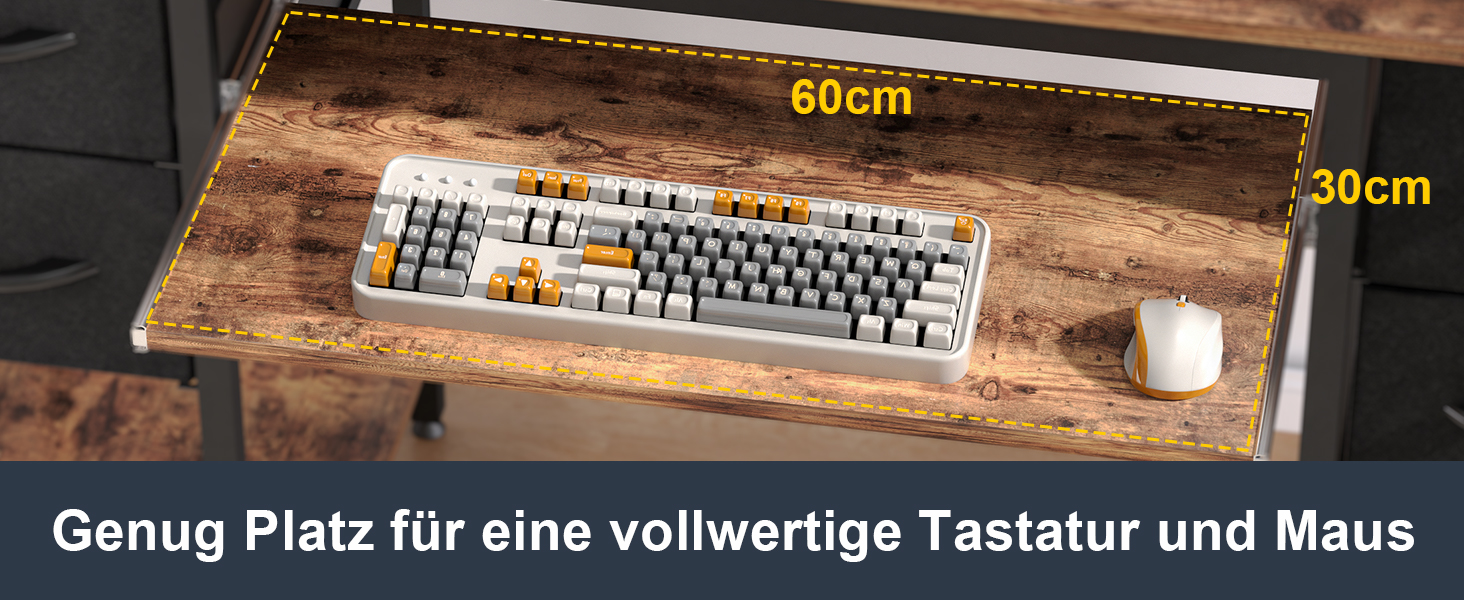 Ігровий стіл BEXEVUE з розетками та LED-підсвіткою 120x50 см - сучасний комп'ютерний стіл з підставкою для клавіатури, 4 висувні ящики, велика полиця для навчання, ігор та роботи. Колір: коричневий