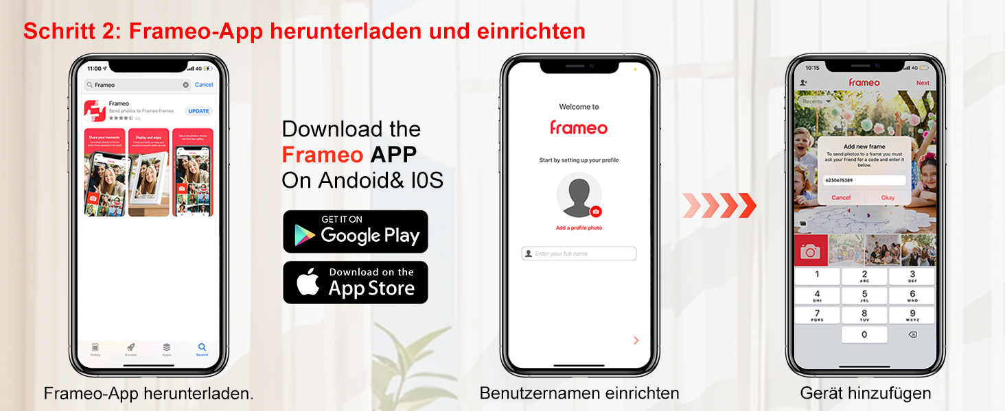 Цифровий фоторамка Frameo 15.6 дюймів: Wi-Fi, FHD IPS сенсорний екран, 32GB, автоматичне обертання, віддалене завантаження фото та відео, кріплення на стіну