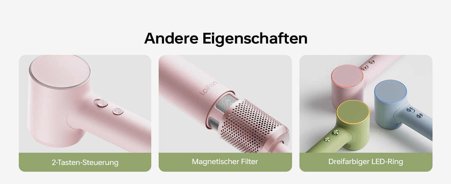 Компактний фен для волосся Laifen Mini з безщітковим мотором 110 000 об/хв та іонізацією, швидке сушіння, низький рівень шуму, колір: рожевий