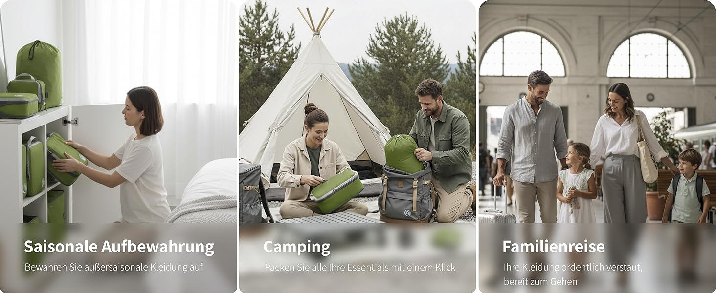 Набір компресійних органайзерів для одягу Cipway для подорожей, ультралегкі пакувальні куби для валізи та рюкзака, 6 шт, зелений