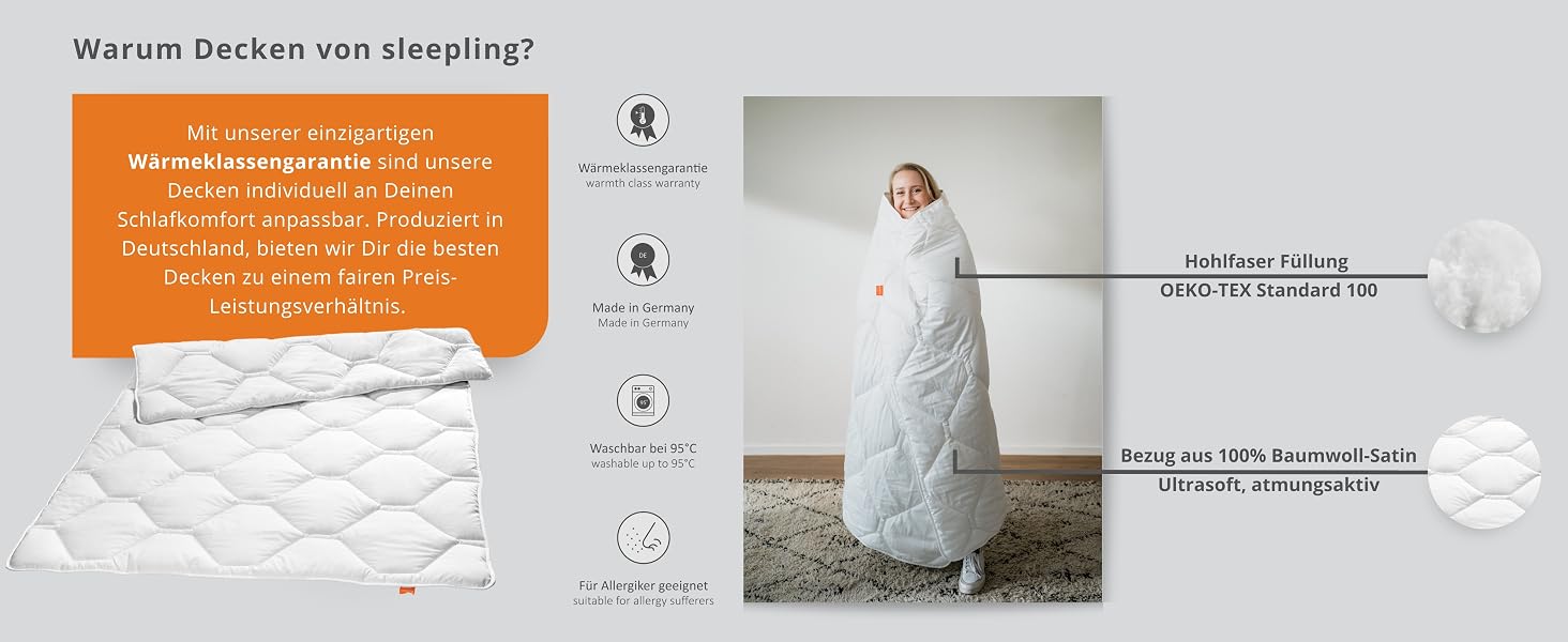 Всесезонна ковдра sleepling Komfort 300, 155x220 см, комфортна утеплена ковдра на 4 сезони
