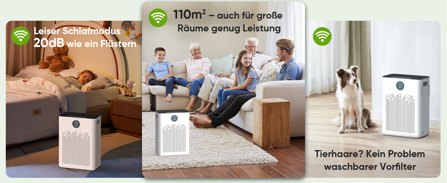 Повітряний фільтр з керуванням через додаток, HEPA H14, фільтр з активованим вугіллям, розумний очищувач повітря для дому з Alexa, для великих приміщень, Smart WiFi, KJ3-7S