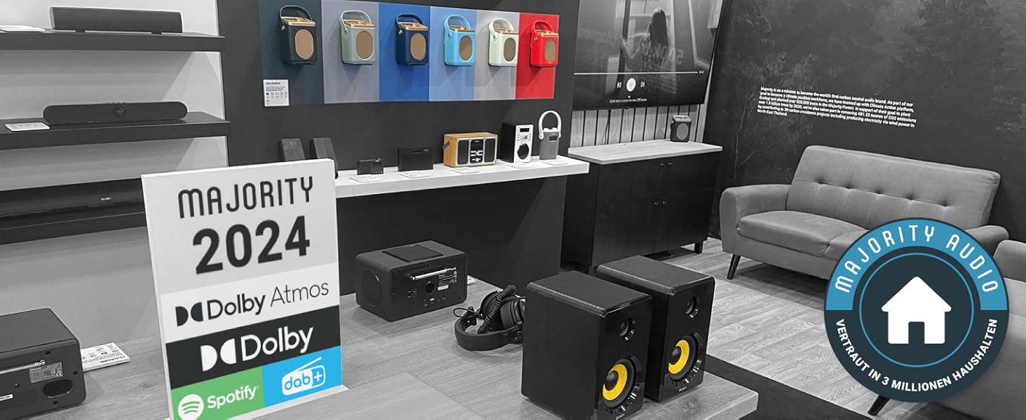 Вініловий програвач Majority Moto Plus з Bluetooth, вбудованими динаміками, USB-записом, касетою преміум-якості, адаптером 45 об/хв та фетровим килимком