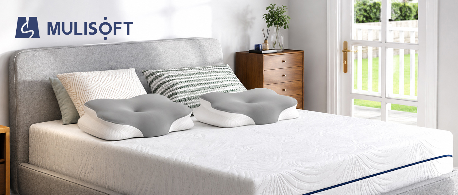 Ергономічна подушка для шиї MULISOFT з ефектом пам'яті (Memory Foam), форма-метелик, біла, розмір M